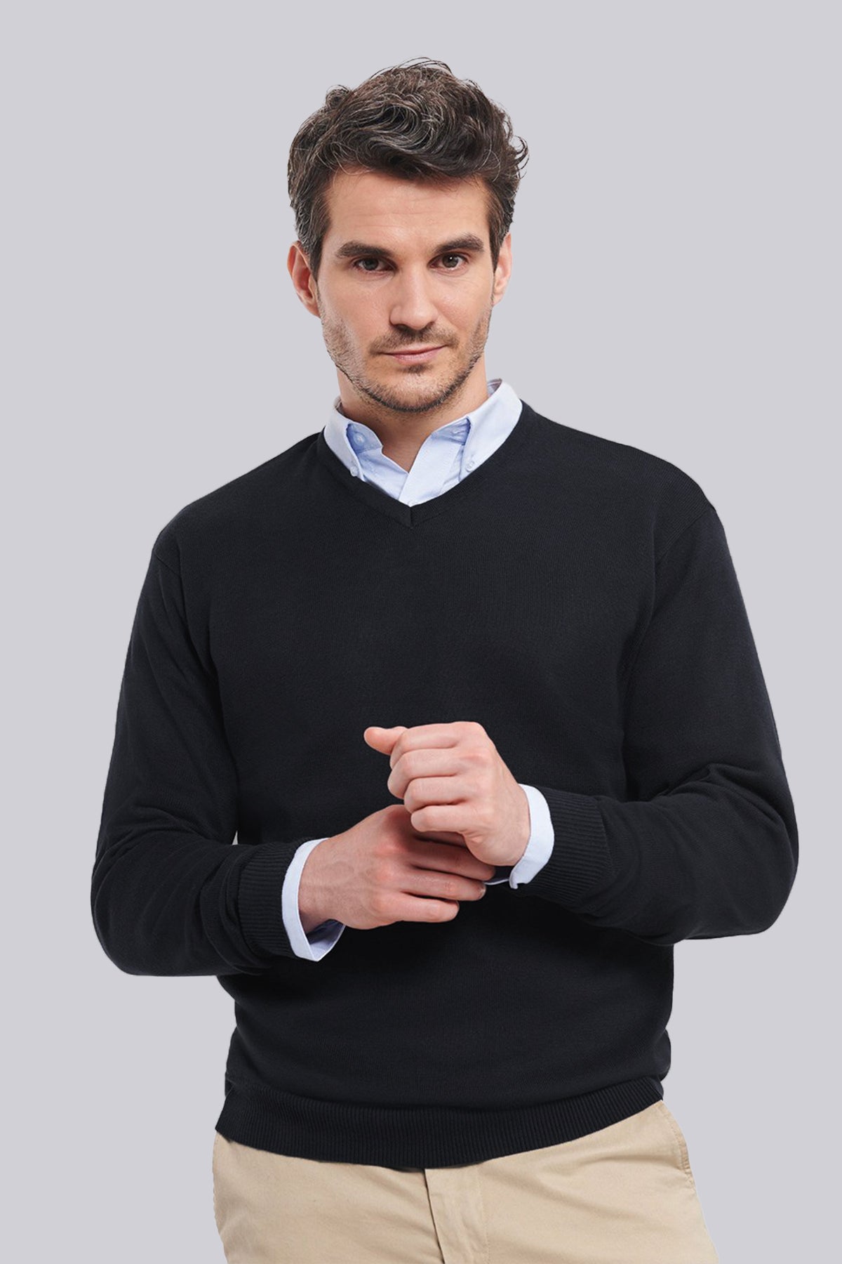 Russell Collection Mens V-Neck Sweater