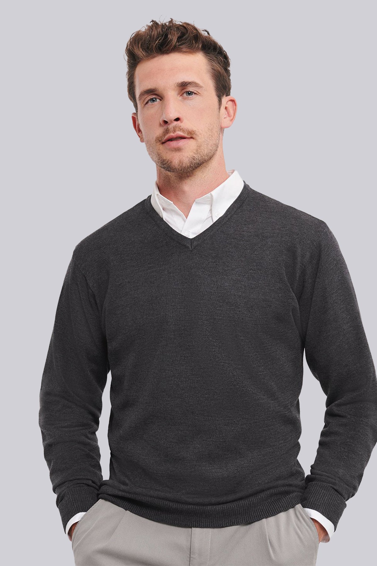 Russell Collection Mens V-Neck Sweater