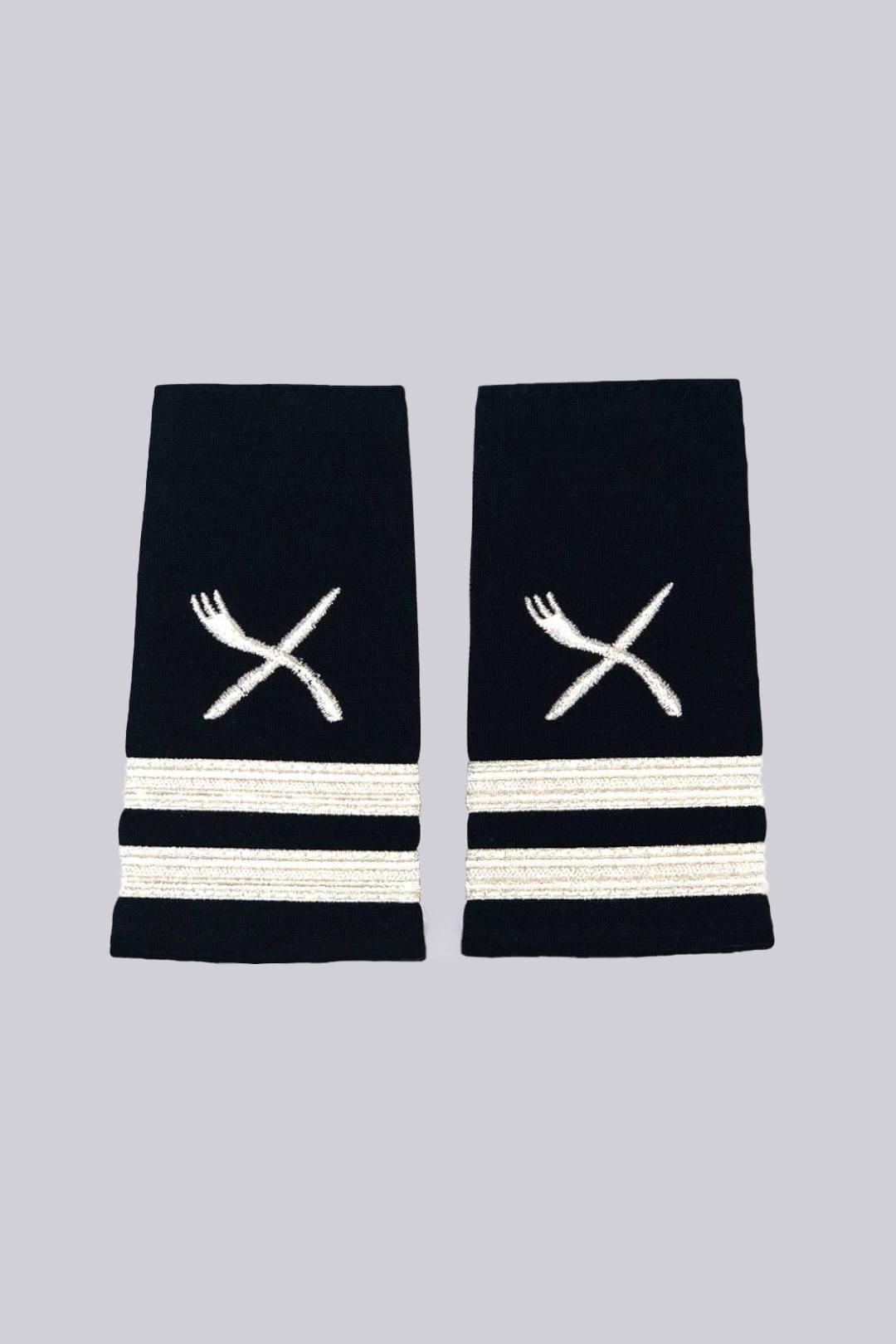 Chef Epaulet Silver Two Stripes