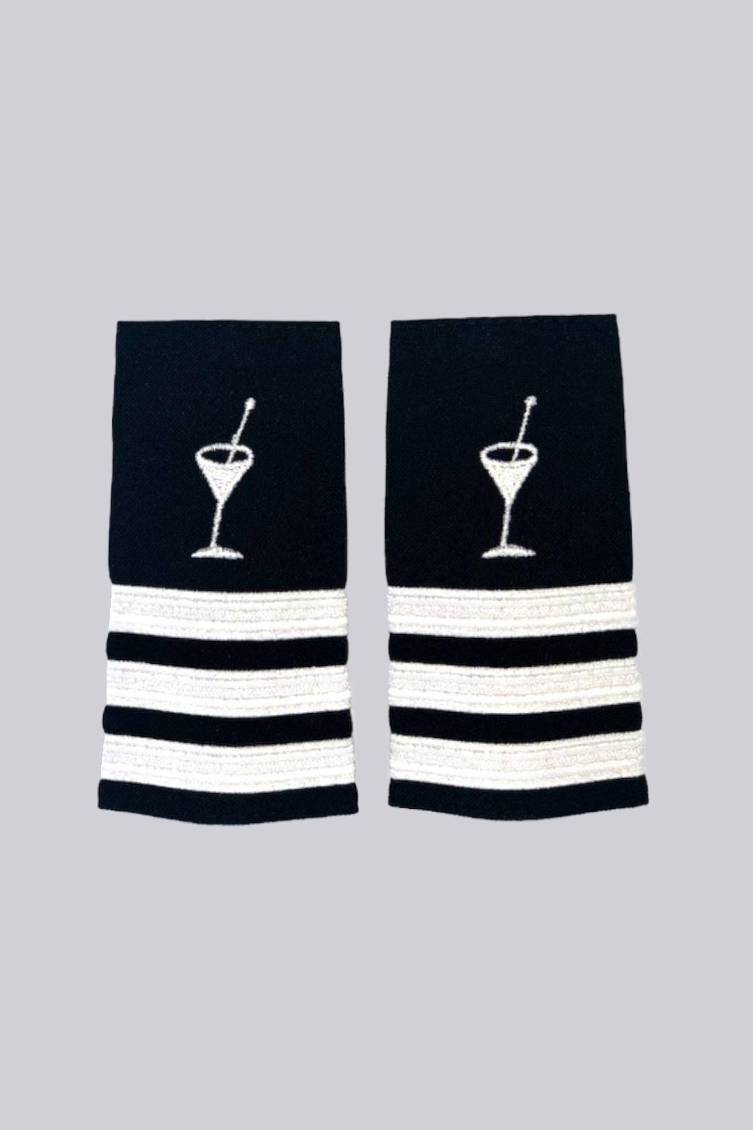 Martini Epaulet Silver Three Stripes